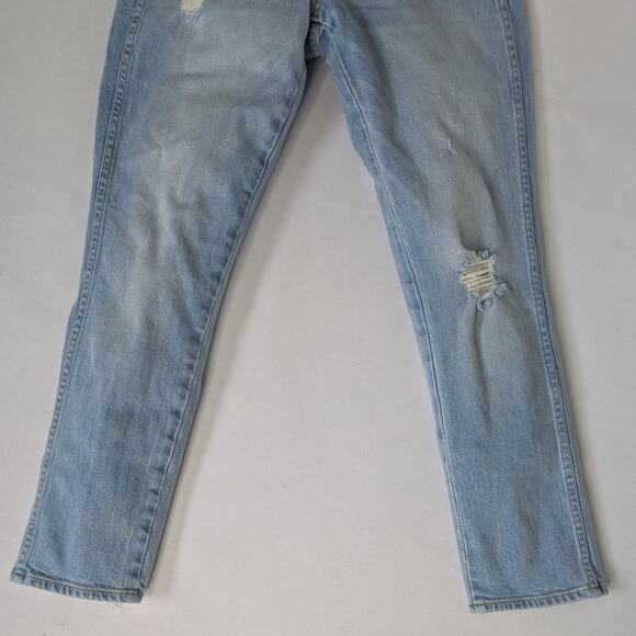 Amo Jeans Chelsea Crop Womens 26 Blue Straight Leg High Rise Distress Light Wash - Picture 5 of 11